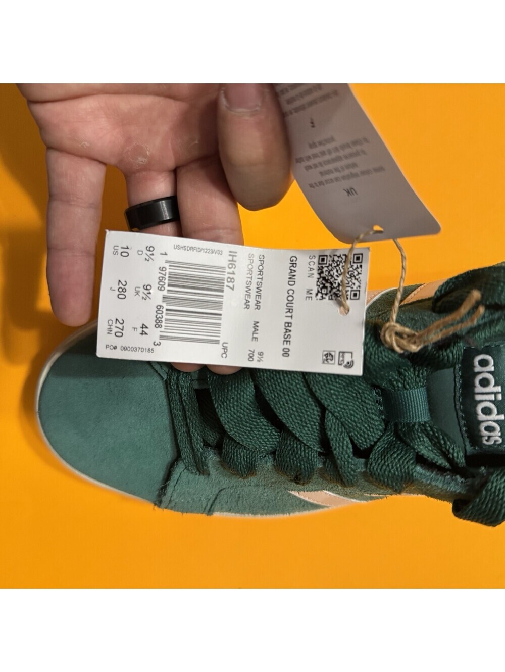Adidas Grand Court Base 00s Collegiate Green Shoes Sneakers IH6187 Men’s 10 - Picture 6 of 7